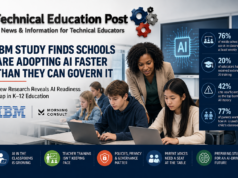 IBM Study Finds Schools Are Adopting AI Faster Than They Can Govern It Teachers and students using artificial intelligence in a modern classroom as schools work to improve AI training, governance and digital literacy.