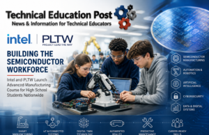 Intel and PLTW Bring Semiconductor Manufacturing Into High School Classrooms High school students learning semiconductor manufacturing, robotics and automation through advanced manufacturing education supported by Intel and Project Lead The Way.
