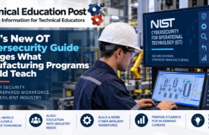 NIST’s New OT Cybersecurity Guide Changes What Manufacturing Programs Should Teach Students learning operational technology cybersecurity in a manufacturing lab.